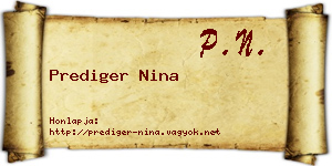 Prediger Nina névjegykártya
